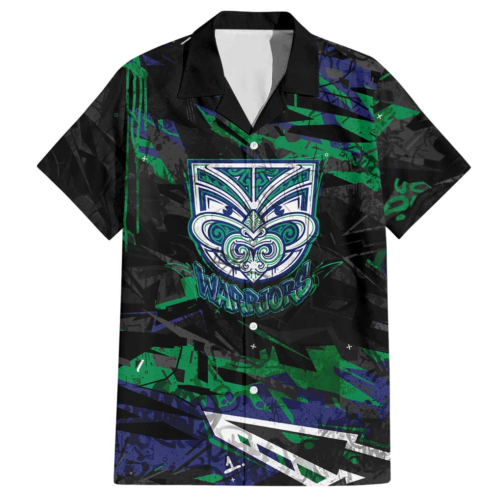 Personalized New Zealand Warriors Hawaiian Shirt Graffiti Grunge Abstract Urban Street Style Design