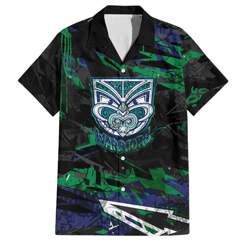 Personalized New Zealand Warriors Hawaiian Shirt Graffiti Grunge Abstract Urban Street Style Design