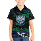 Personalized New Zealand Warriors Hawaiian Shirt Graffiti Grunge Abstract Urban Street Style Design