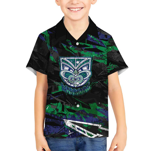 Personalized New Zealand Warriors Hawaiian Shirt Graffiti Grunge Abstract Urban Street Style Design