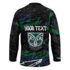 Personalized New Zealand Warriors Hockey Jersey Graffiti Grunge Abstract Urban Street Style Design