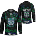 Personalized New Zealand Warriors Hockey Jersey Graffiti Grunge Abstract Urban Street Style Design