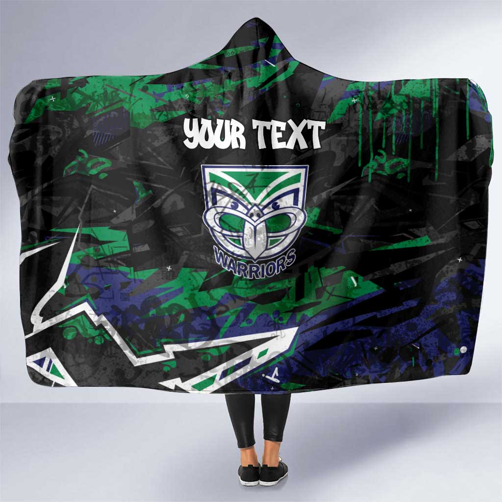 Personalized New Zealand Warriors Hooded Blanket Graffiti Grunge Abstract Urban Street Style Design
