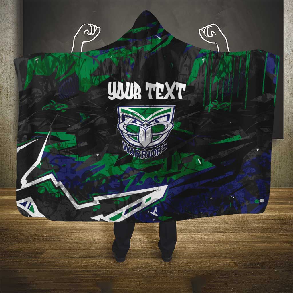 Personalized New Zealand Warriors Hooded Blanket Graffiti Grunge Abstract Urban Street Style Design