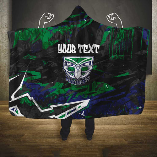 Personalized New Zealand Warriors Hooded Blanket Graffiti Grunge Abstract Urban Street Style Design