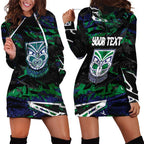 Personalized New Zealand Warriors Hoodie Dress Graffiti Grunge Abstract Urban Street Style Design