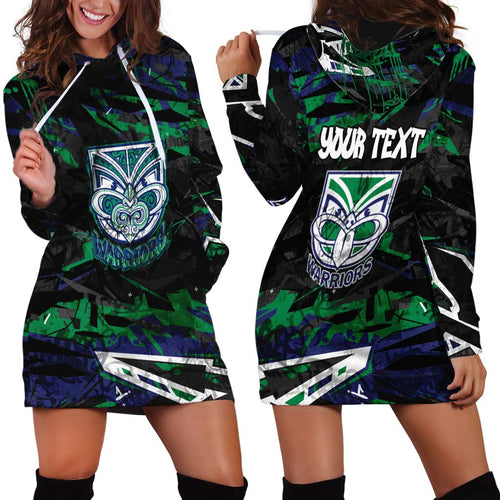 Personalized New Zealand Warriors Hoodie Dress Graffiti Grunge Abstract Urban Street Style Design