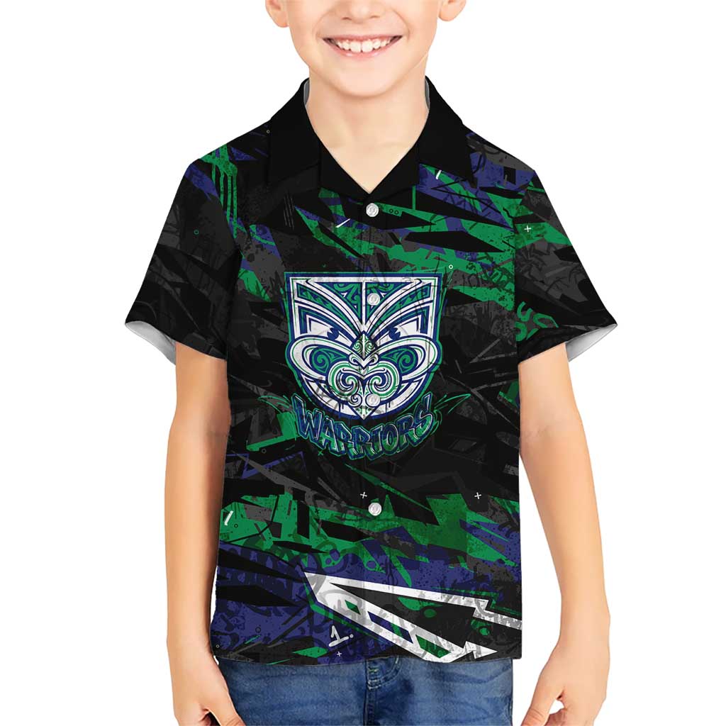 Personalized New Zealand Warriors Kid Hawaiian Shirt Graffiti Grunge Abstract Urban Street Style Design