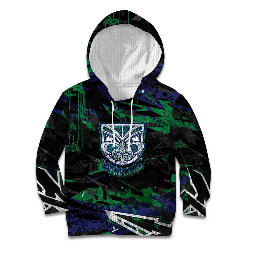 Personalized New Zealand Warriors Kid Hoodie Graffiti Grunge Abstract Urban Street Style Design