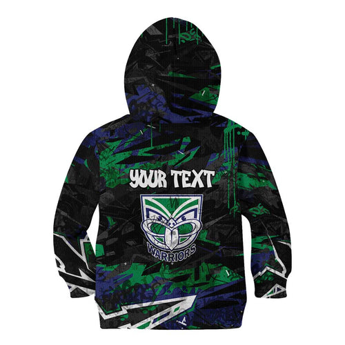 Personalized New Zealand Warriors Kid Hoodie Graffiti Grunge Abstract Urban Street Style Design