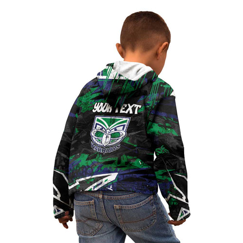 Personalized New Zealand Warriors Kid Hoodie Graffiti Grunge Abstract Urban Street Style Design