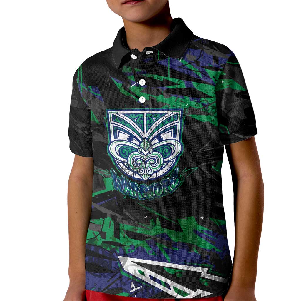 Personalized New Zealand Warriors Kid Polo Shirt Graffiti Grunge Abstract Urban Street Style Design