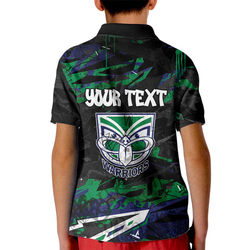 Personalized New Zealand Warriors Kid Polo Shirt Graffiti Grunge Abstract Urban Street Style Design