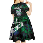 Personalized New Zealand Warriors Kid Short Sleeve Dress Graffiti Grunge Abstract Urban Street Style Design