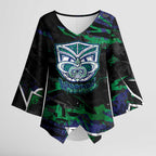 Personalized New Zealand Warriors Kimono Sleeve Blouse Graffiti Grunge Abstract Urban Street Style Design