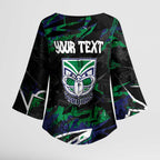 Personalized New Zealand Warriors Kimono Sleeve Blouse Graffiti Grunge Abstract Urban Street Style Design