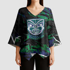 Personalized New Zealand Warriors Kimono Sleeve Blouse Graffiti Grunge Abstract Urban Street Style Design