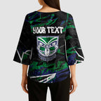 Personalized New Zealand Warriors Kimono Sleeve Blouse Graffiti Grunge Abstract Urban Street Style Design