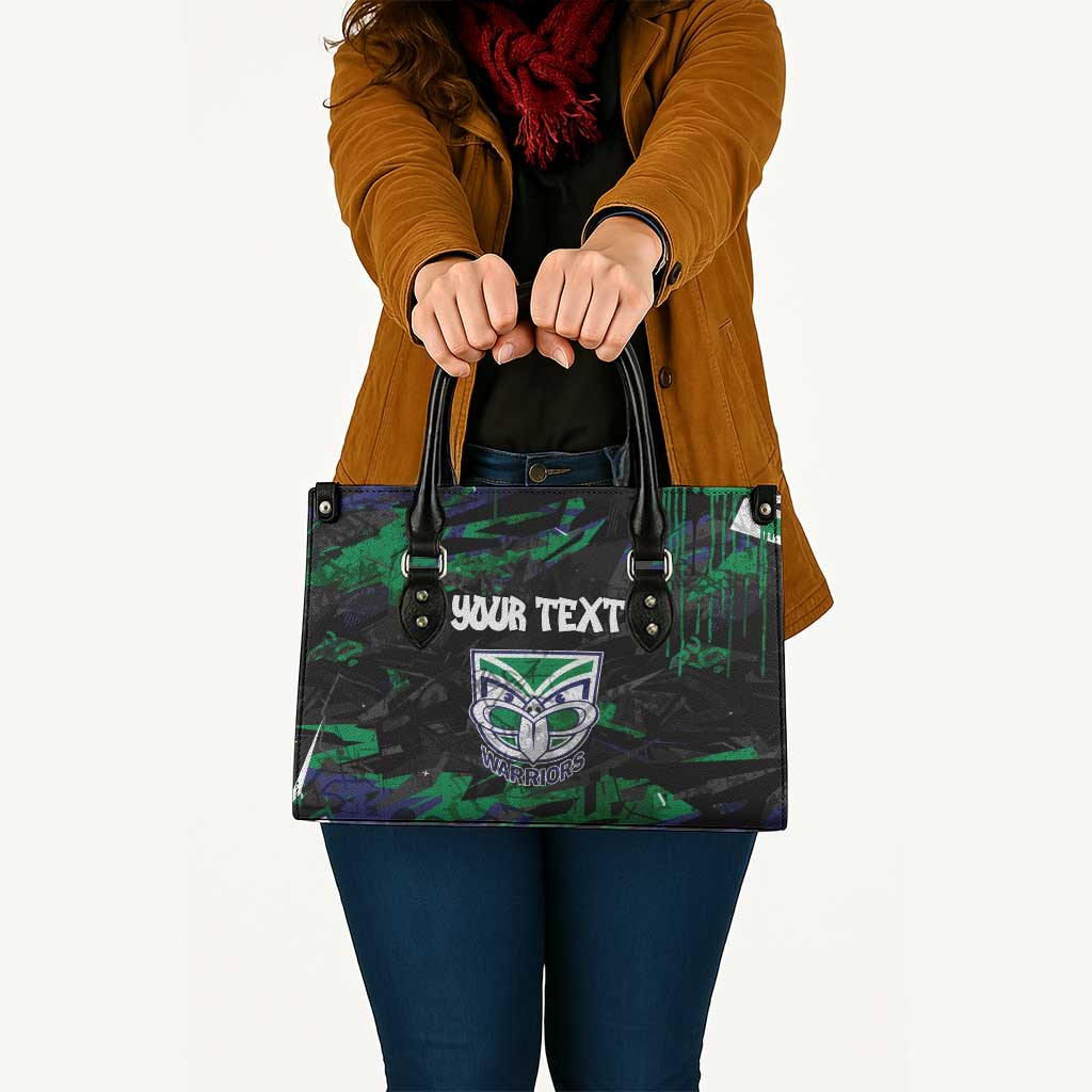 Personalized New Zealand Warriors Leather Bag Graffiti Grunge Abstract Urban Street Style Design