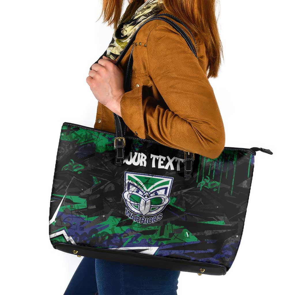 Personalized New Zealand Warriors Leather Tote Bag Graffiti Grunge Abstract Urban Street Style Design