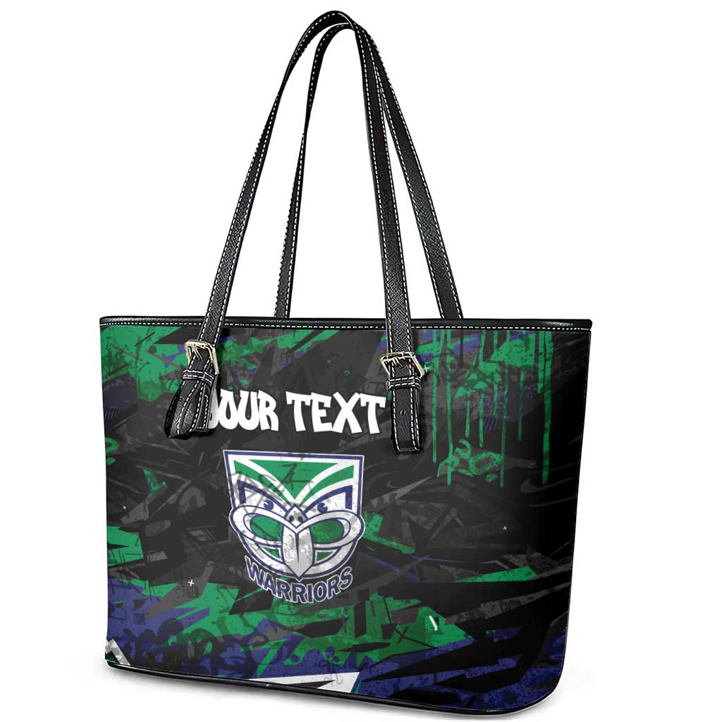 Personalized New Zealand Warriors Leather Tote Bag Graffiti Grunge Abstract Urban Street Style Design
