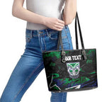 Personalized New Zealand Warriors Leather Tote Bag Graffiti Grunge Abstract Urban Street Style Design