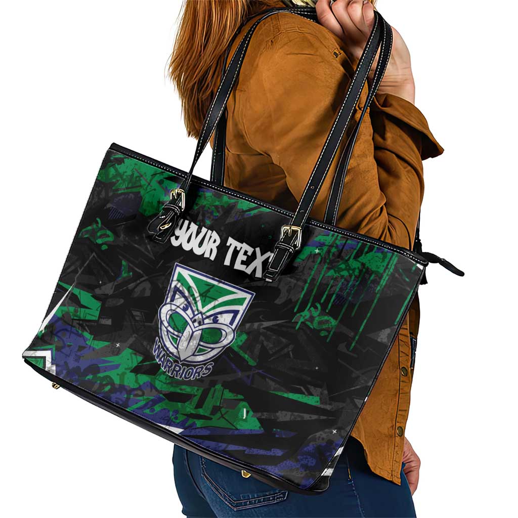 Personalized New Zealand Warriors Leather Tote Bag Graffiti Grunge Abstract Urban Street Style Design