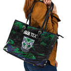 Personalized New Zealand Warriors Leather Tote Bag Graffiti Grunge Abstract Urban Street Style Design