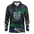 Personalized New Zealand Warriors Long Sleeve Polo Shirt Graffiti Grunge Abstract Urban Street Style Design
