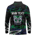 Personalized New Zealand Warriors Long Sleeve Polo Shirt Graffiti Grunge Abstract Urban Street Style Design