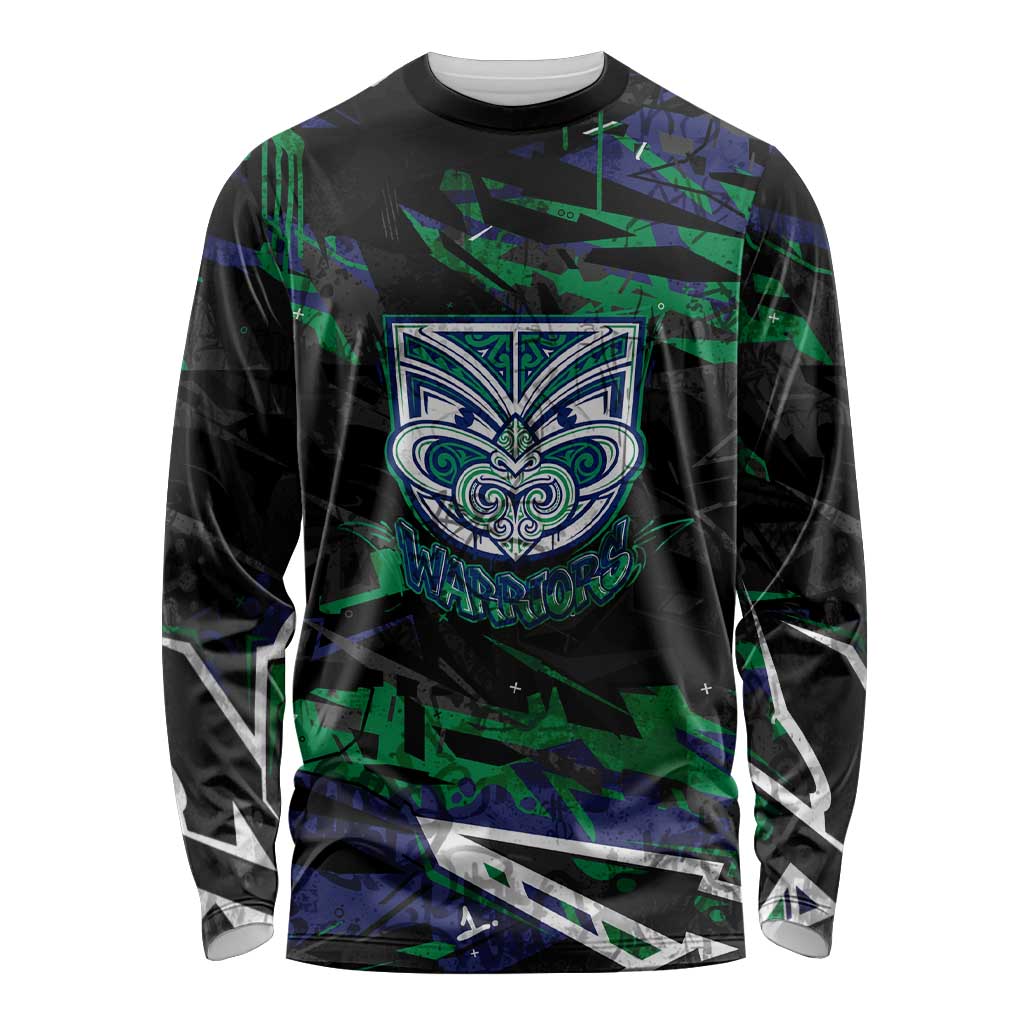 Personalized New Zealand Warriors Long Sleeve Shirt Graffiti Grunge Abstract Urban Street Style Design