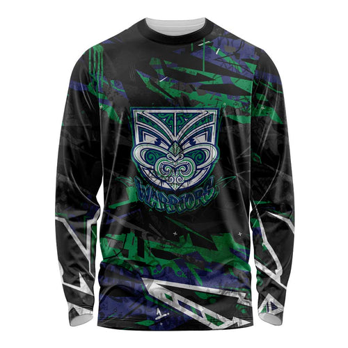 Personalized New Zealand Warriors Long Sleeve Shirt Graffiti Grunge Abstract Urban Street Style Design