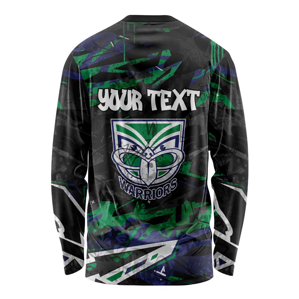Personalized New Zealand Warriors Long Sleeve Shirt Graffiti Grunge Abstract Urban Street Style Design