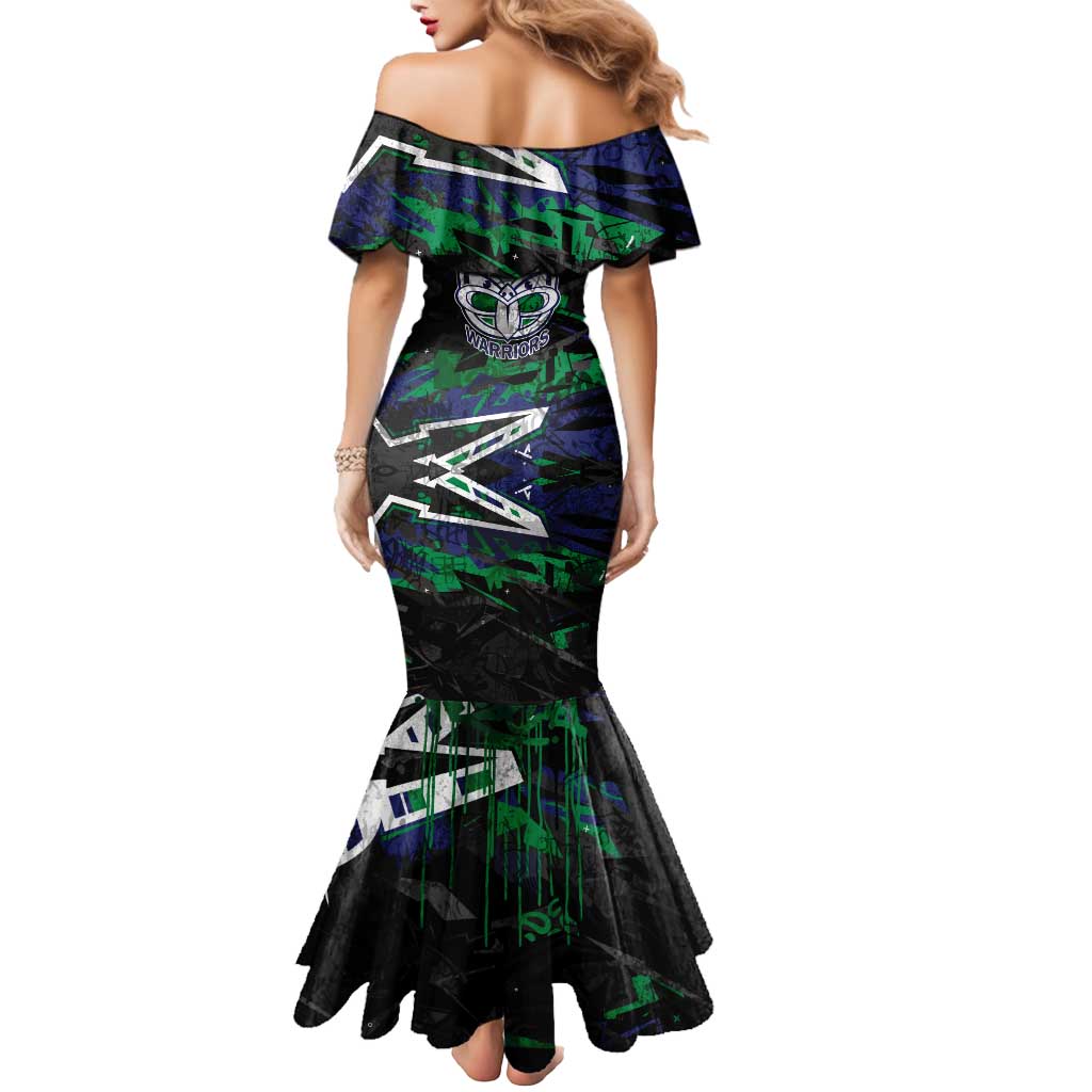 Personalized New Zealand Warriors Mermaid Dress Graffiti Grunge Abstract Urban Street Style Design
