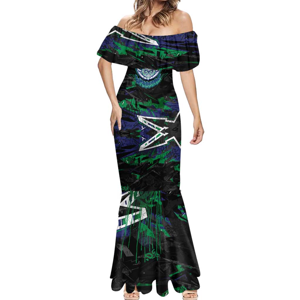 Personalized New Zealand Warriors Mermaid Dress Graffiti Grunge Abstract Urban Street Style Design