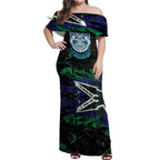 Personalized New Zealand Warriors Off Shoulder Maxi Dress Graffiti Grunge Abstract Urban Street Style Design