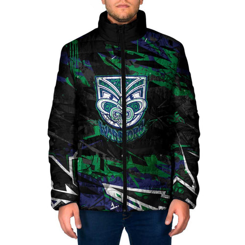 Personalized New Zealand Warriors Padded Jacket Graffiti Grunge Abstract Urban Street Style Design
