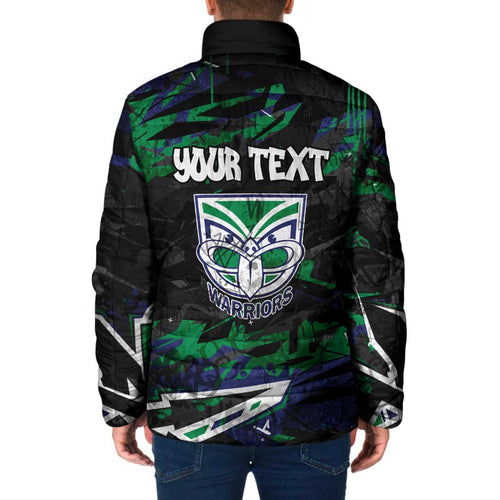 Personalized New Zealand Warriors Padded Jacket Graffiti Grunge Abstract Urban Street Style Design