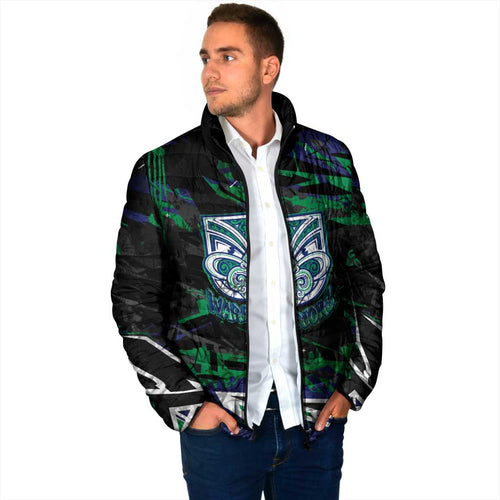 Personalized New Zealand Warriors Padded Jacket Graffiti Grunge Abstract Urban Street Style Design