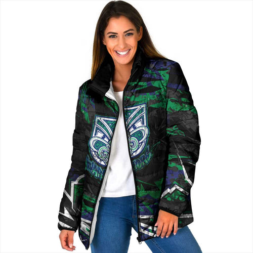 Personalized New Zealand Warriors Padded Jacket Graffiti Grunge Abstract Urban Street Style Design
