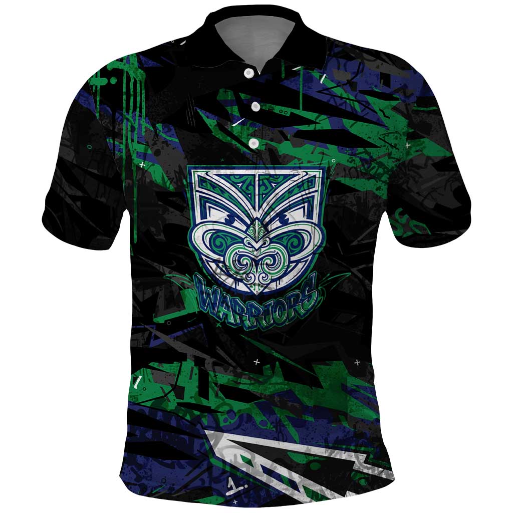 Personalized New Zealand Warriors Polo Shirt Graffiti Grunge Abstract Urban Street Style Design