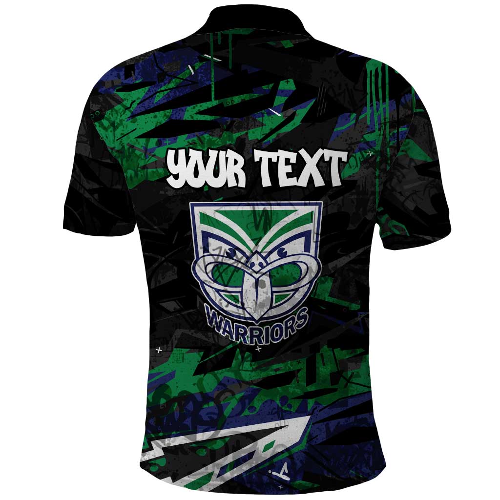 Personalized New Zealand Warriors Polo Shirt Graffiti Grunge Abstract Urban Street Style Design