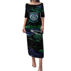 Personalized New Zealand Warriors Puletasi Graffiti Grunge Abstract Urban Street Style Design