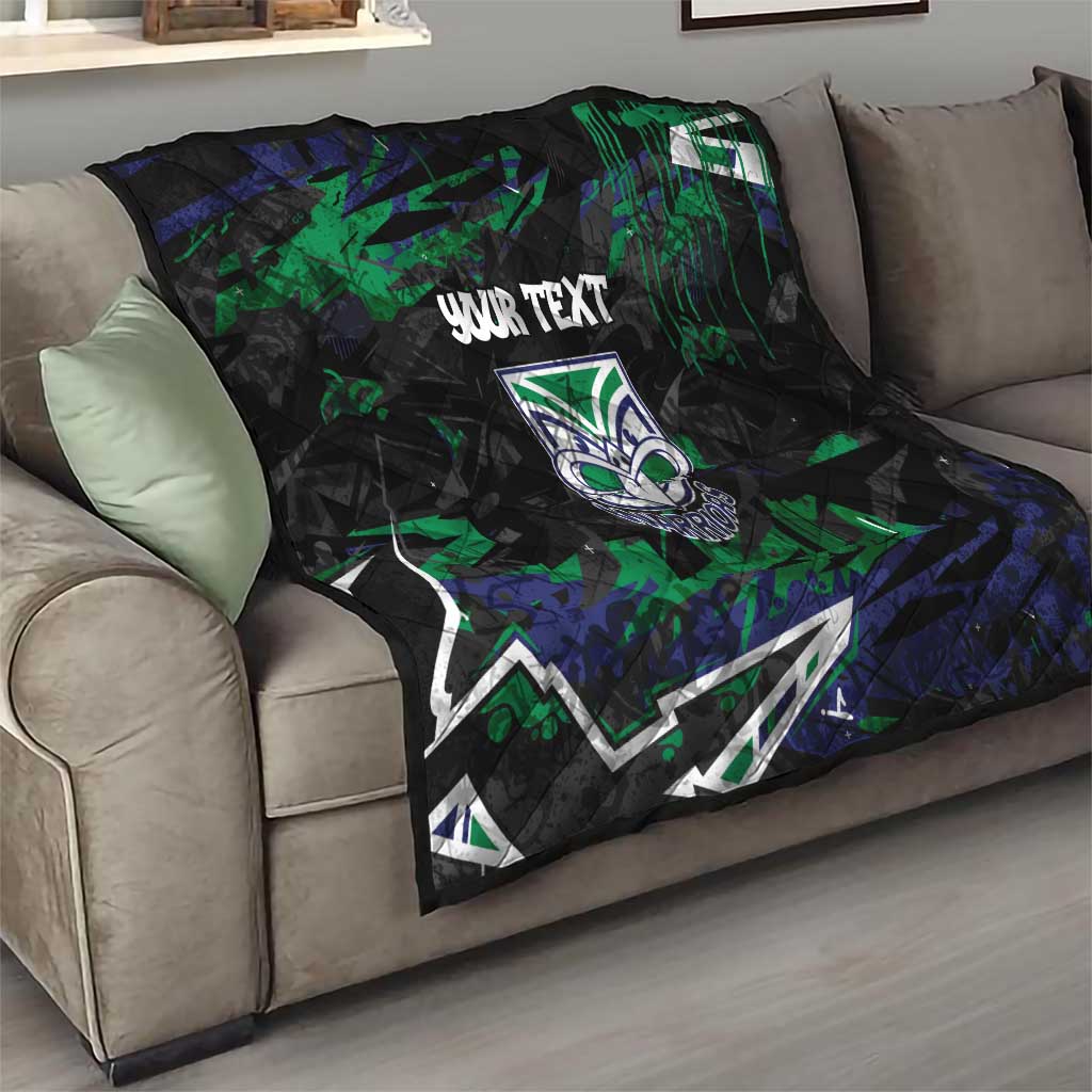 Personalized New Zealand Warriors Quilt Graffiti Grunge Abstract Urban Street Style Design