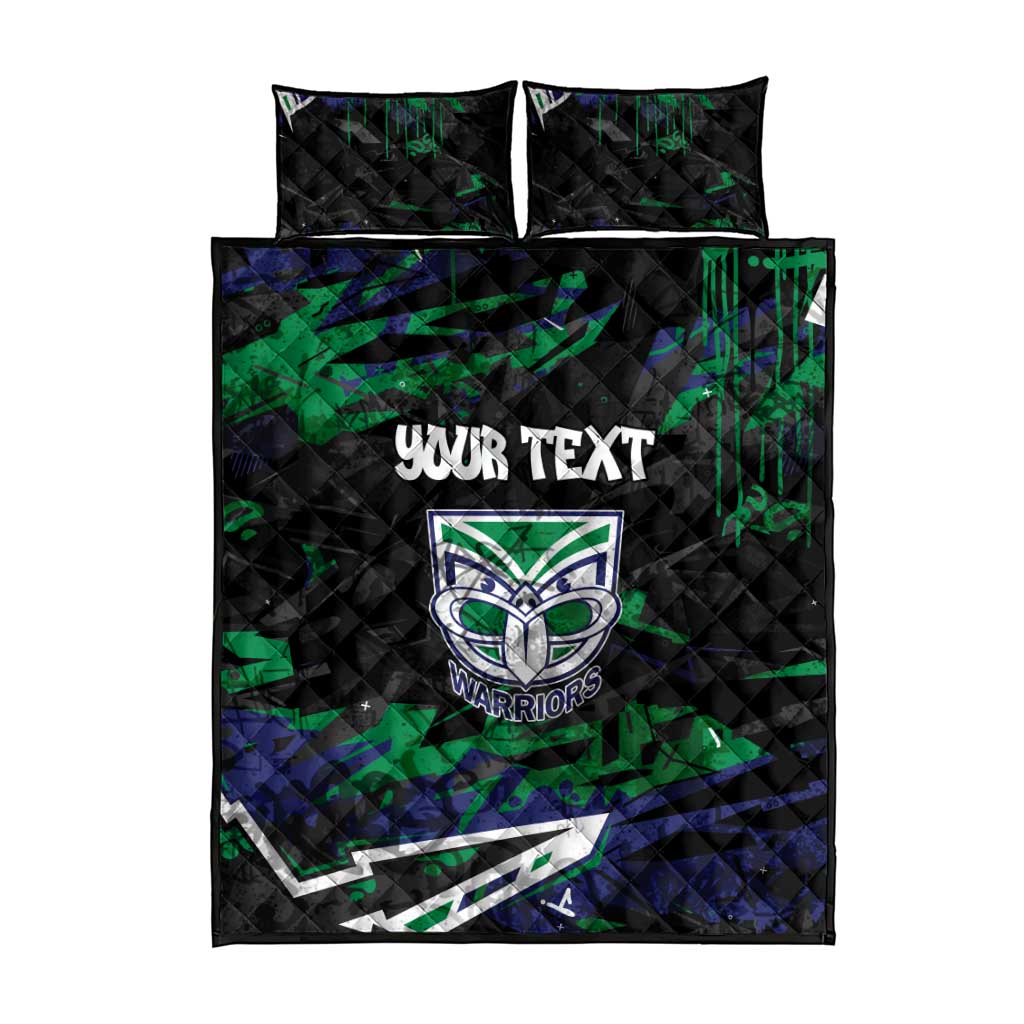 Personalized New Zealand Warriors Quilt Bed Set Graffiti Grunge Abstract Urban Street Style Design