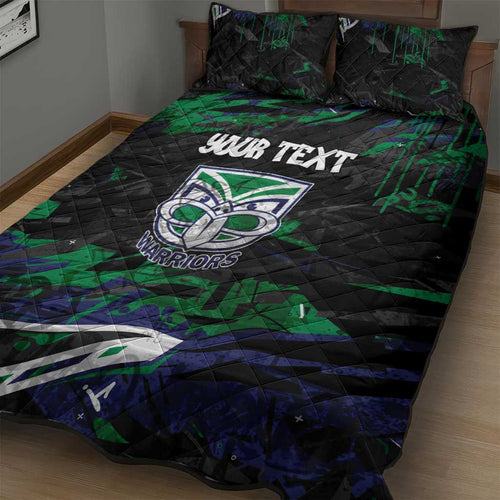 Personalized New Zealand Warriors Quilt Bed Set Graffiti Grunge Abstract Urban Street Style Design