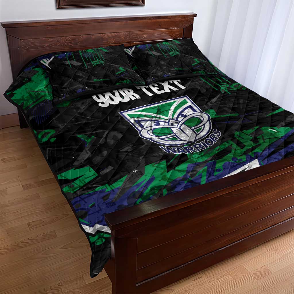 Personalized New Zealand Warriors Quilt Bed Set Graffiti Grunge Abstract Urban Street Style Design
