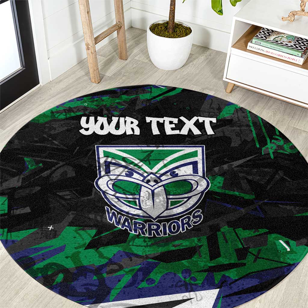 Personalized New Zealand Warriors Round Carpet Graffiti Grunge Abstract Urban Street Style Design