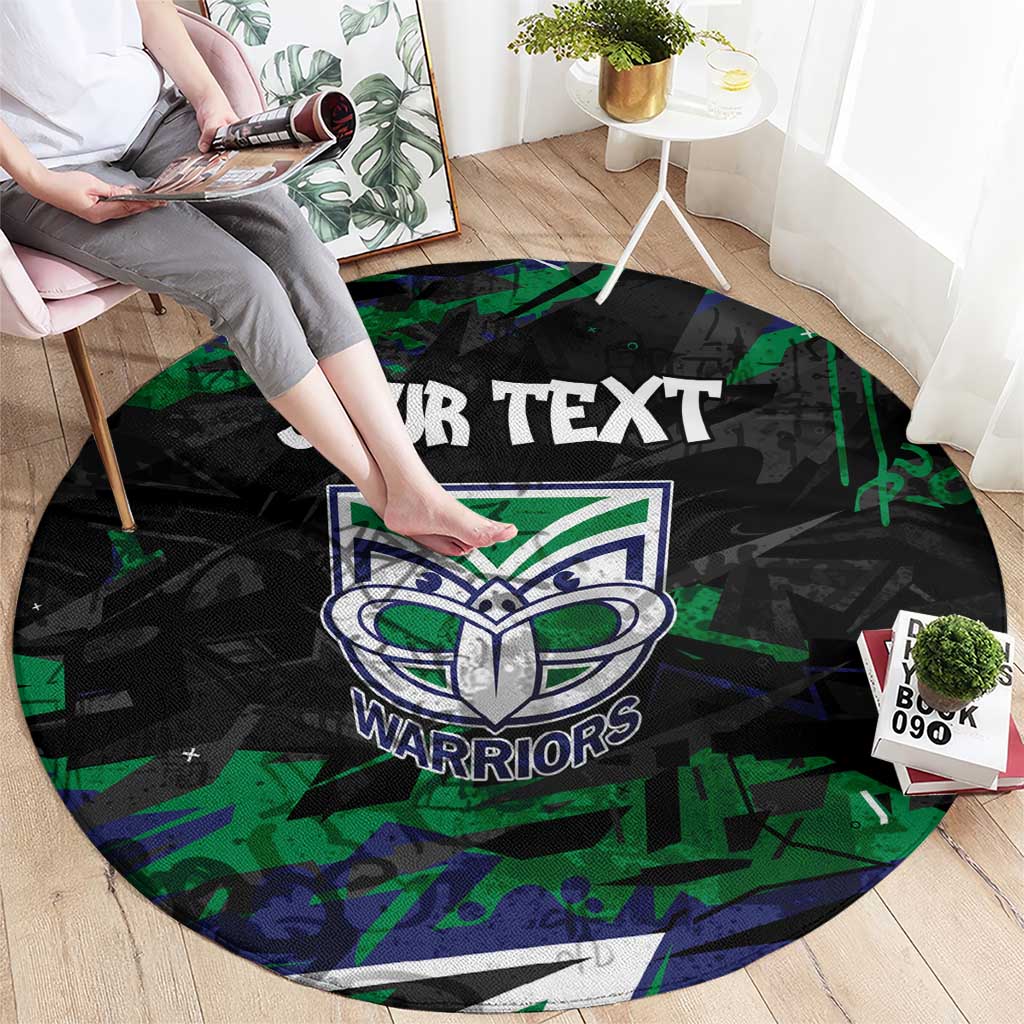 Personalized New Zealand Warriors Round Carpet Graffiti Grunge Abstract Urban Street Style Design