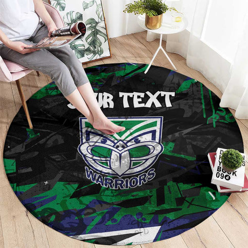 Personalized New Zealand Warriors Round Carpet Graffiti Grunge Abstract Urban Street Style Design